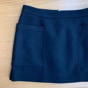 Theory Double Wool Pocket Black Mini Skirt